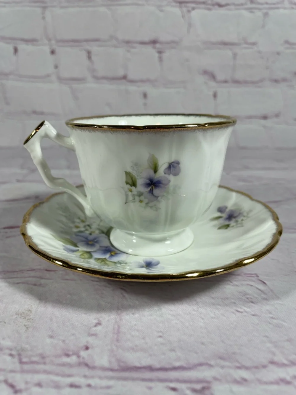 Vintage Royal Stanley Purple Pansies Teacup and Saucer Set England
